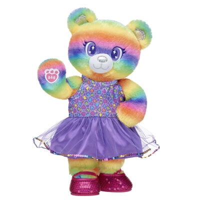 Rainbow Stripes Teddy Bear Leopard Print Gift Set