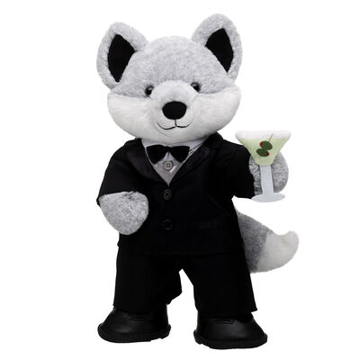 Silver Fox Stuffed Animal Martini Gift Set