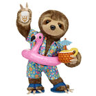 Brown Sloth Stuffed Animal Flamingo Floatie Gift Set