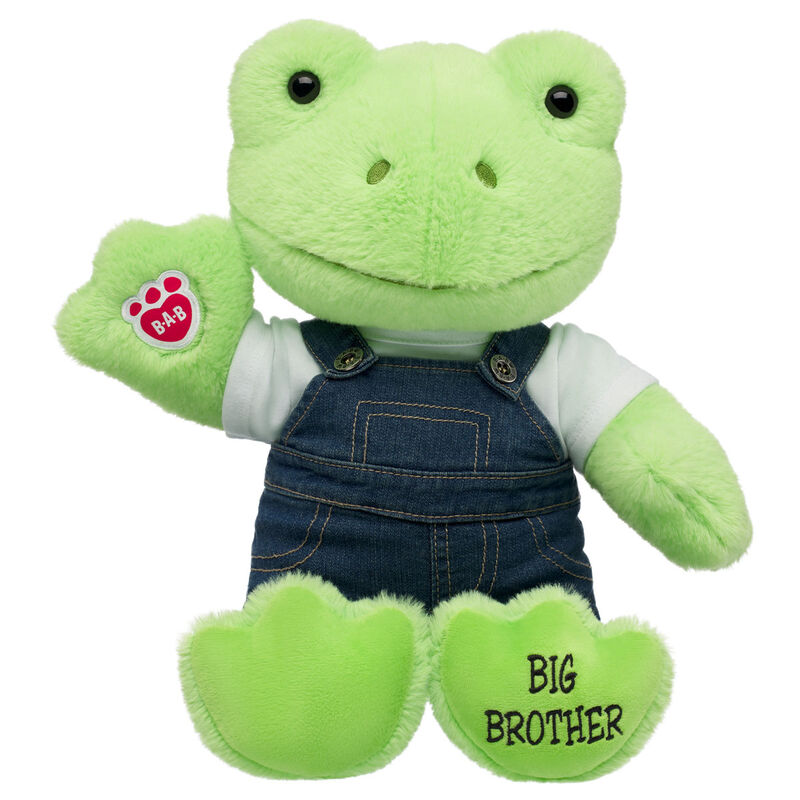Personalized Embroidered Spring Green Frog Stuffed Animal Overalls Gift Set plush by Build-A-Bear