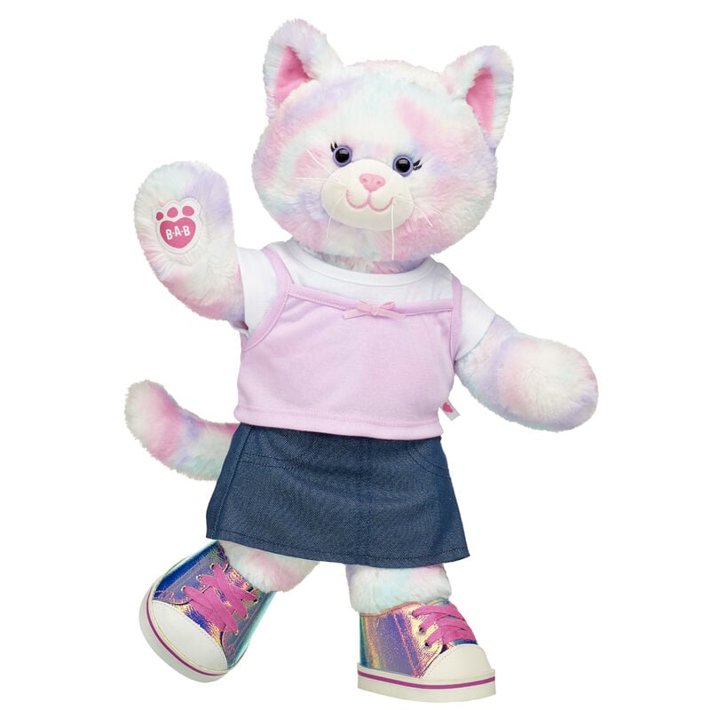 Pastel Swirl Kitty Stuffed Animal Denim Skirt Gift Set - Build-A-Bear Workshop&reg;