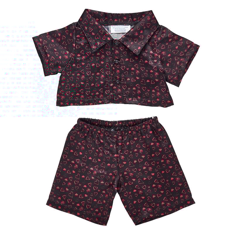 Online Exclusive Black Heart Satin Pajamas