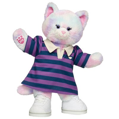 Pastel Swirl Kitty Stuffed Animal Polo Dress Gift Set