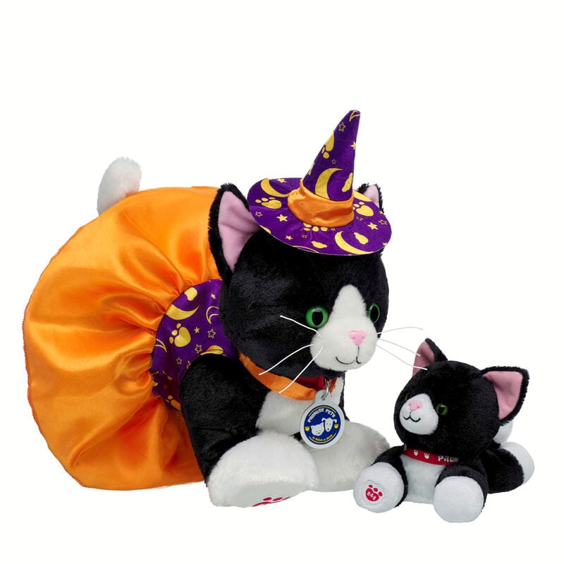 Promise Pets Tuxedo Cat Stuffed Animal Halloween Witch Gift Set with Mini Beans Plush by Build-A-Bear
