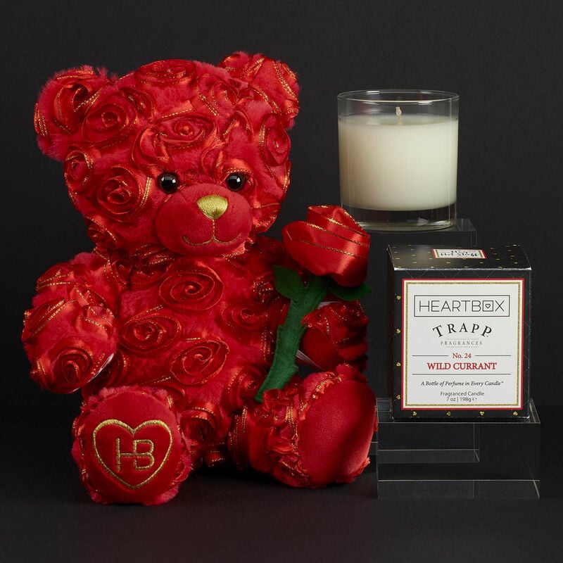 Personalized Teddy Bear Get Well Soon Card - Red Heart Print