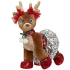 Santa's Reindeer Stuffed Animal Red Dress and Bows Gift Set 