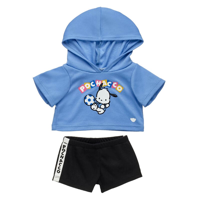 Pochacco blue hoodie and black shorts outfit