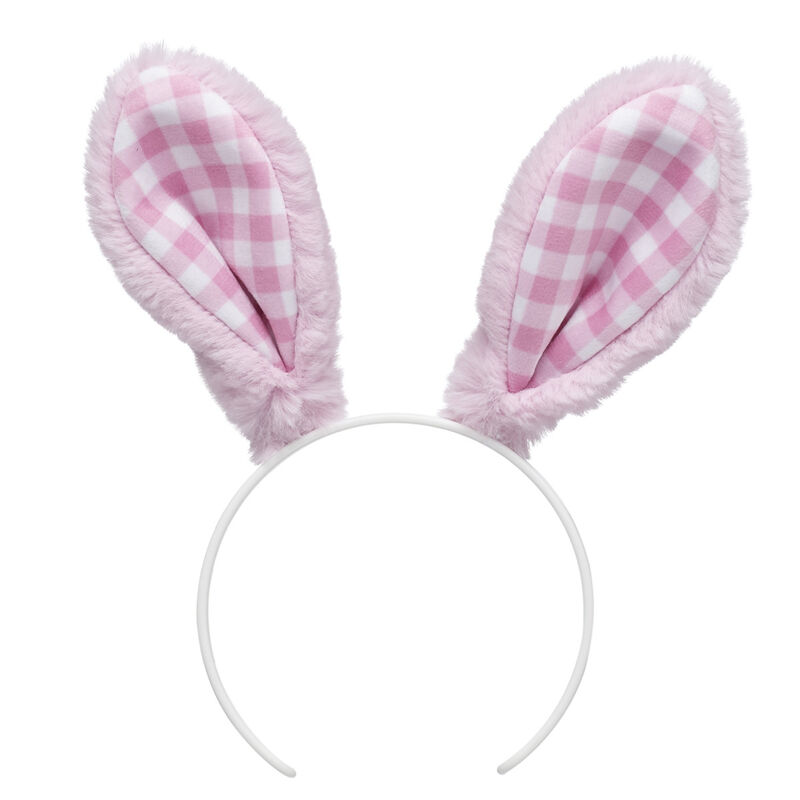 Pink Gingham Bunny Ears Headband by Build-A-Bear