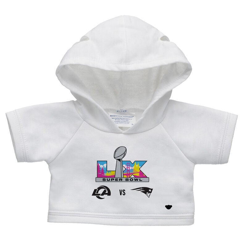 Super Bowl LX New England Patriots and Los Angeles Rams Hoodie by Build-A-Bear