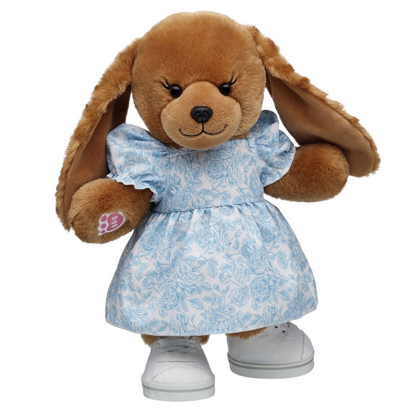 Barkleigh Dog Stuffed Animal Blue Floral Dress Gift Set plush by Build-A-Bear