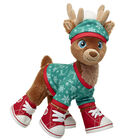Santa's Reindeer Stuffed Animal Red and Green Sweater Gift Set 
