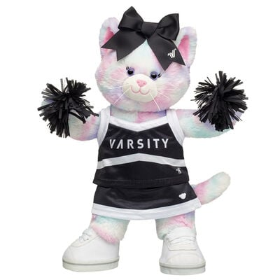 Pastel Swirl Kitty Stuffed Animal Varsity Spirit Black Cheer Uniform Gift Set