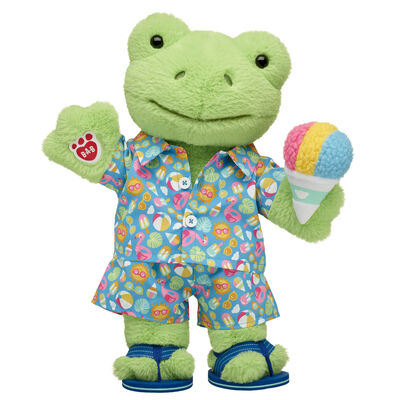 Spring Green Frog Stuffed Animal Snow Cone Gift Set