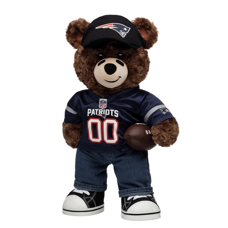 New England Patriots Football Bear with Jersey, Fan Hat, and Football - Build-A-Bear Workshop&reg;