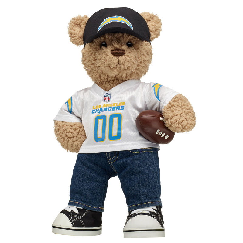 Timeless Teddy Bear with Los Angeles Chargers Jersey, Hat, and Football - Build-A-Bear Workshop&reg;