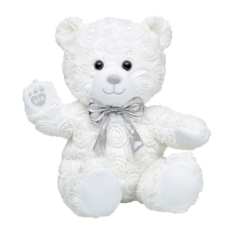 Online Exclusive White Bouquet Bear with Silver Gifting Bow