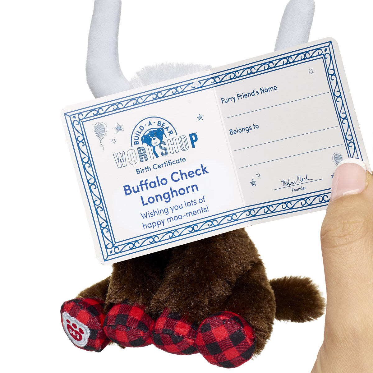 Build-A-Bear Mini Beans® Buffalo Check Longhorn Stuffed Animal
