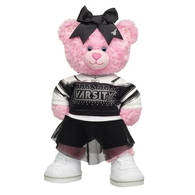Pink Cuddles Teddy Bear Varsity Spirit All-Star Black Cheer Uniform Gift Set