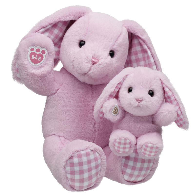 Pink Gingham Pawlette Bunny Plush with Mini Bean plush by Build-A-Bear