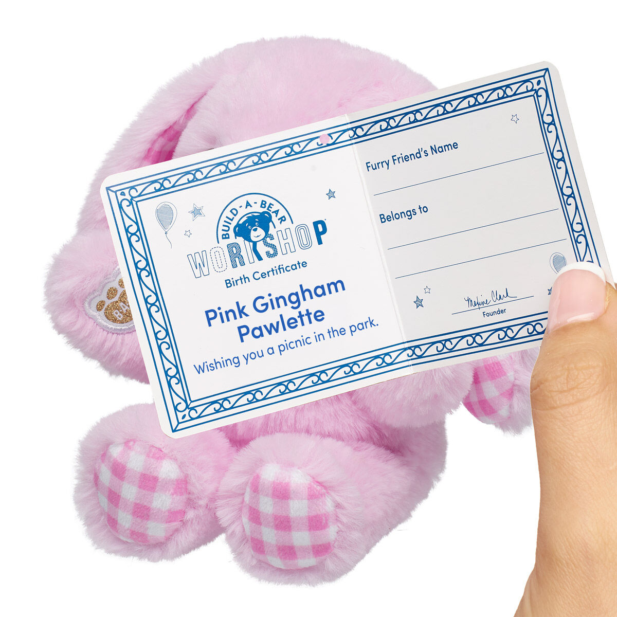 Build-A-Bear Mini Beans® Pink Gingham Pawlette™ Bunny Plush - Limited Edition!