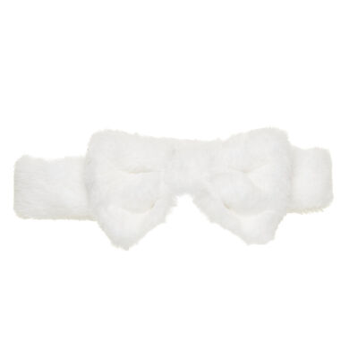 White Plush Bow Headwrap