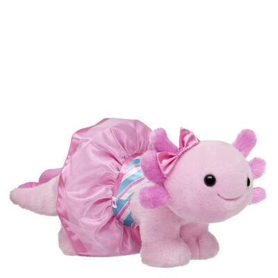 Pink Axolotl Stuffed Animal with Peppermint Dress