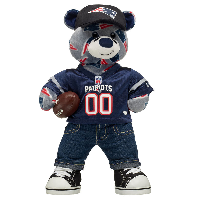 New England Patriots Teddy Bear with Jersey, Fan Hat, and Football - Build-A-Bear Workshop®