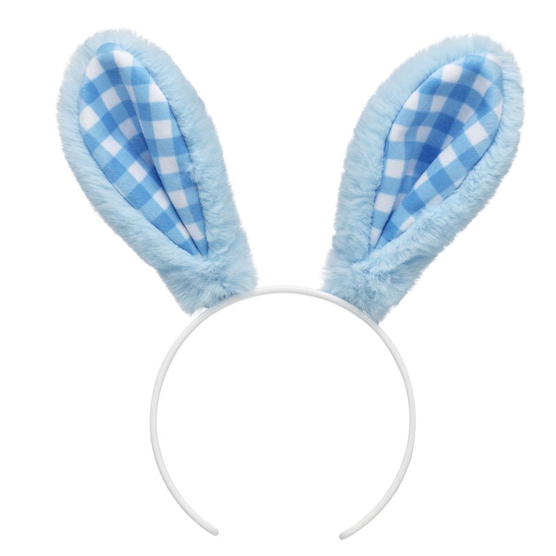 Blue Gingham Bunny Ears Headband by Build-A-Bear