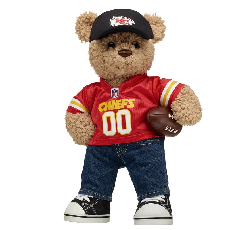 Timeless Teddy Bear with Kansas City Chiefs Jersey, Hat, and Football - Build-A-Bear Workshop&reg;