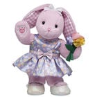 Pink Gingham Pawlette Bunny Plush Spring Flowers Gift Set plush by Build-A-Bear