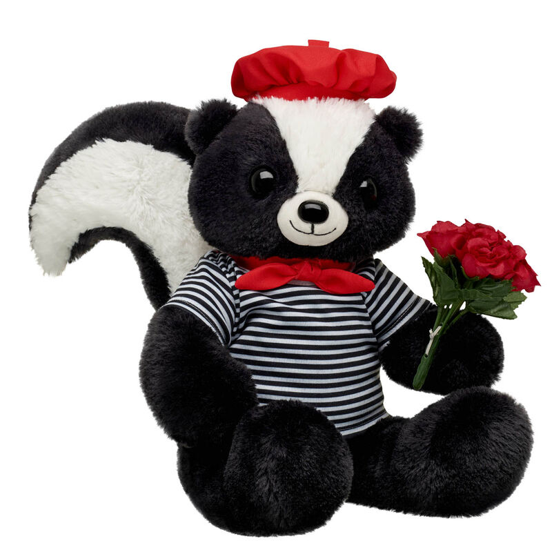 Online Exclusive Skunk Stuffed Animal Beret Gift Set with Roses - Build-A-Bear Workshop&reg;