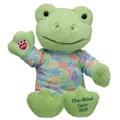 Personalized Embroidered Spring Green Frog Stuffed Animal Easter Gift Set