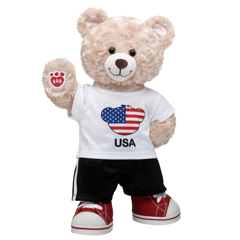 Happy Hugs Teddy Bear USA T-Shirt Gift Set by Build-A-Bear