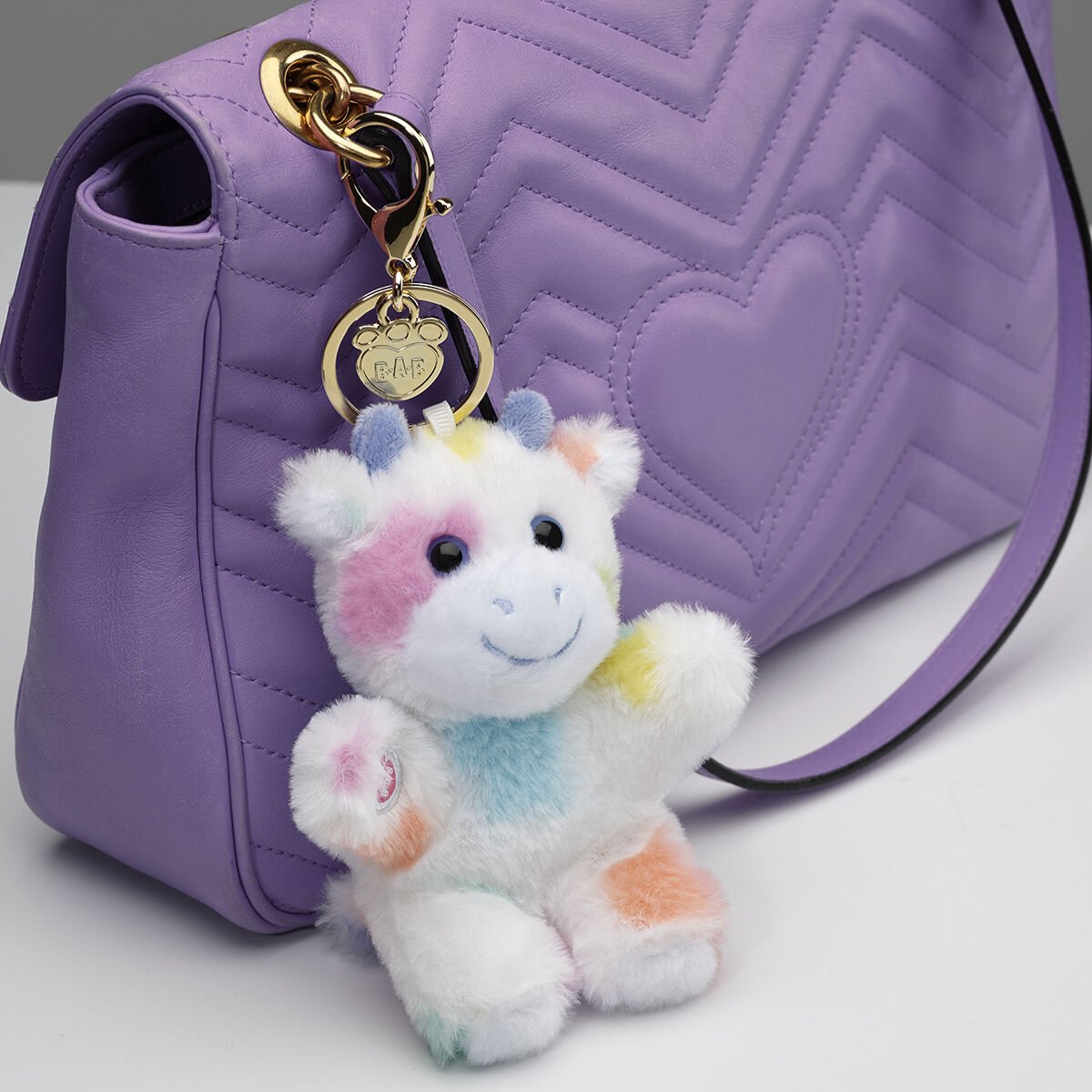 Colorful Splatter Cow Plush Bag Charm