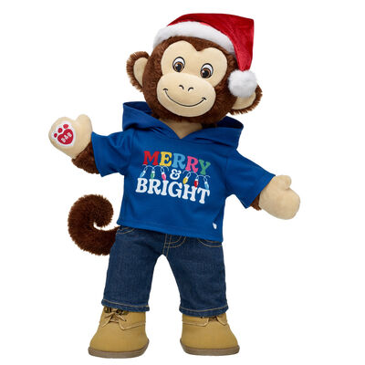 Smiley Monkey Stuffed Animal Santa Gift Set
