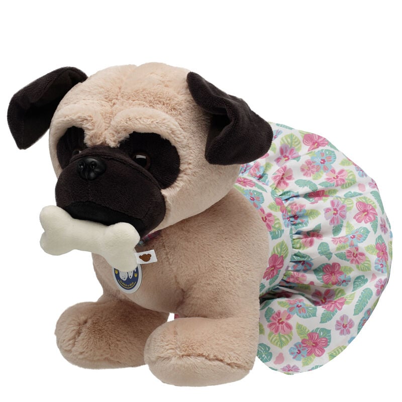 Promise Pets Pug Stuffed Animal Tropical Gift Set with Bone plush by Build-A-Bear