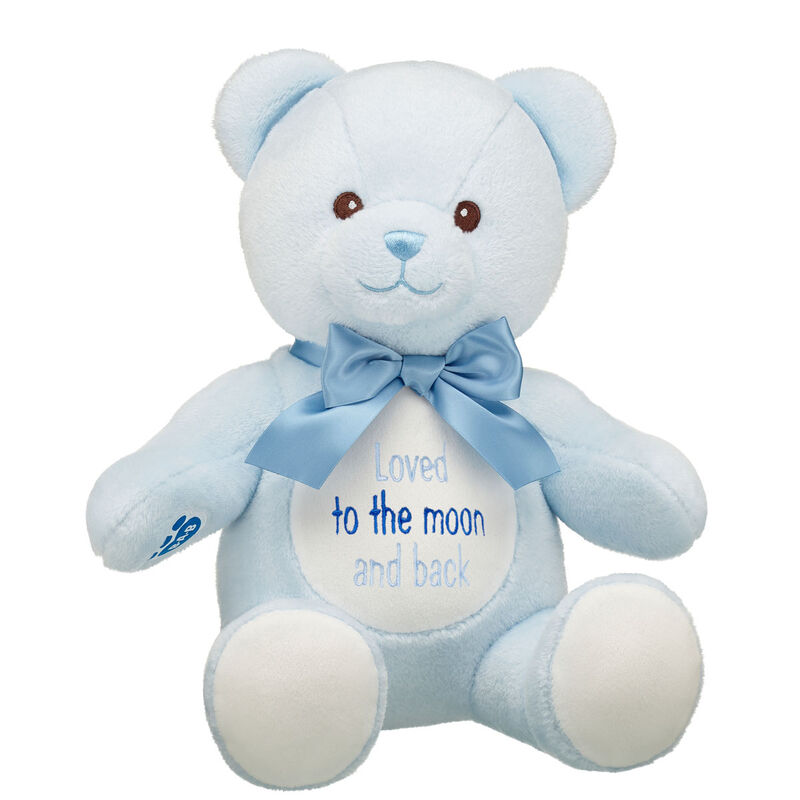 Personalized Embroidered Baby Blue Teddy Bear with Gifting Bow plush by Build-A-Bear