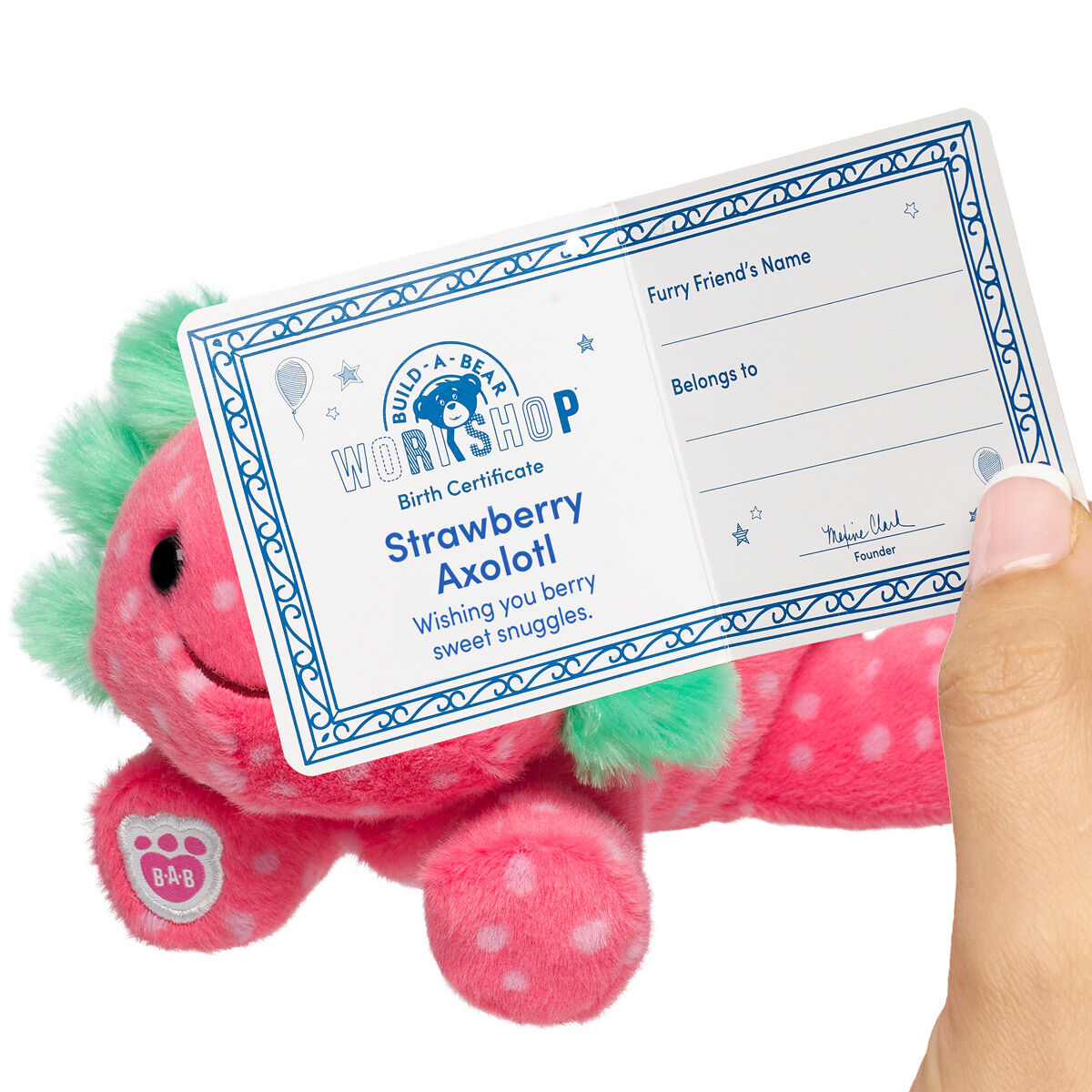 Berry Akko　ベリーアッコ　ぬいぐるみ S Build-A-Bear Mini Beans Strawberry Axolotl Stuffed | BAB