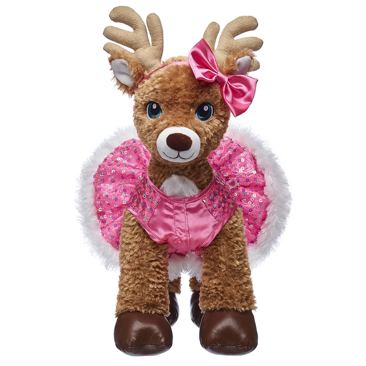 Pink Sequin Reindeer Dress & Bow Set 2 pc.