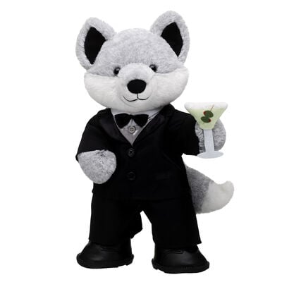 Silver Fox Stuffed Animal Martini Gift Set
