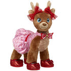 Santa's Reindeer Stuffed Animal Candy Cane Dress and Red Flats Gift Set 