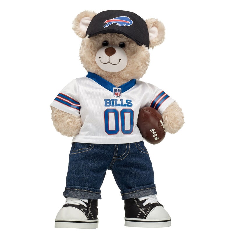 Happy Hugs Teddy Bear with Buffalo Bills Hat, Jersey, and Football - Build-A-Bear Workshop&reg;