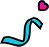 A blue confetti and a pink heart