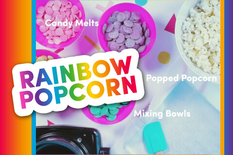 Candy and popcorn in bowls
