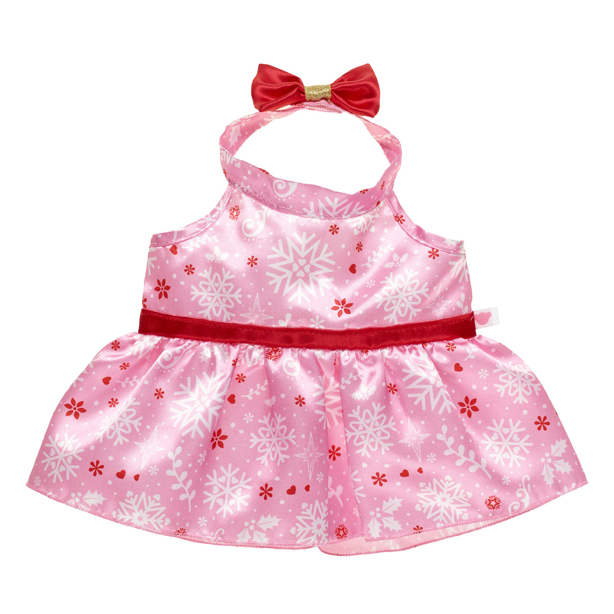 open lace back dress Teddy Bear Red Snowflake Dress W/Hair Bow 16