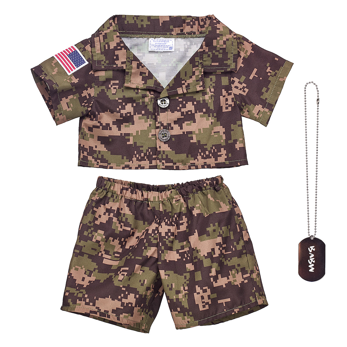 Green Digital Camo Uniform with USA Flag