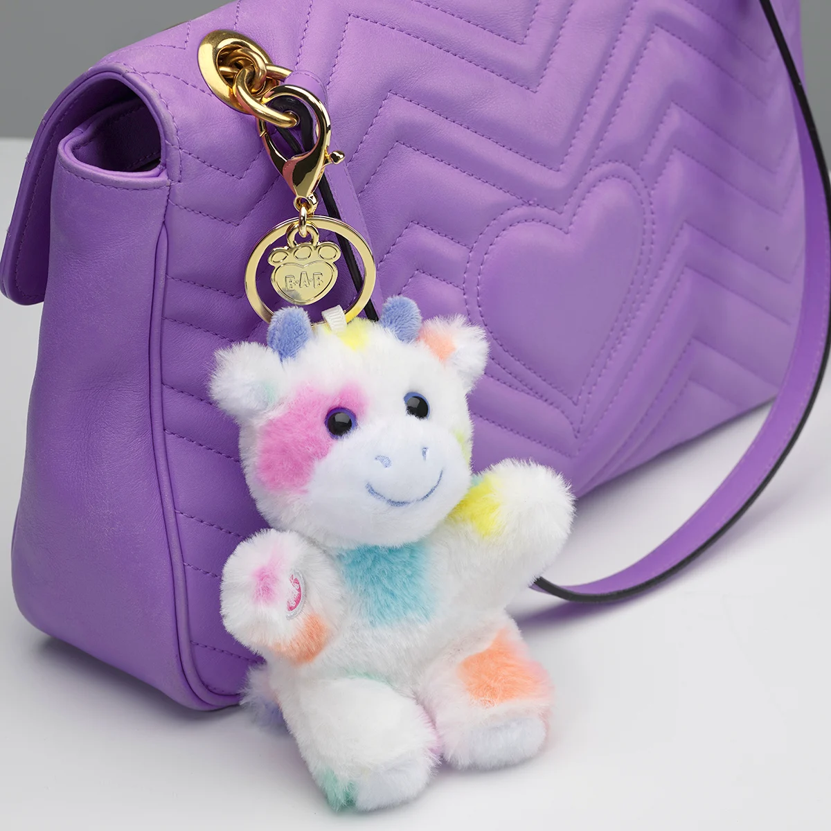 Colorful Splatter Cow Plush Bag Charm