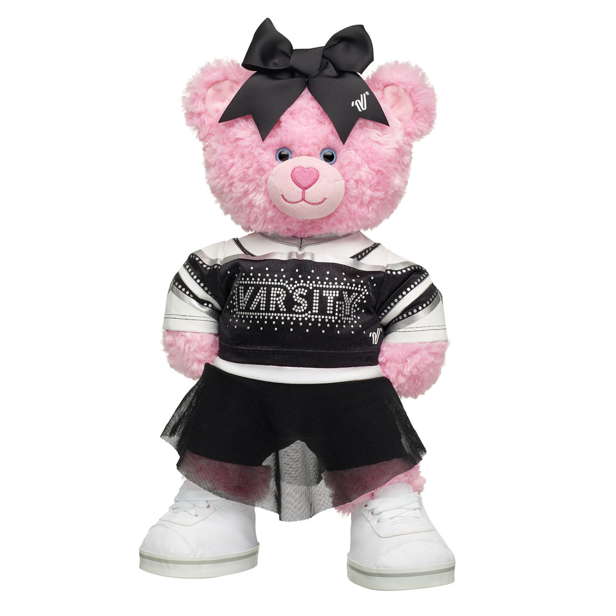 Pink Cuddles Teddy Bear All-Star Black Cheer Uniform Set Build-A
